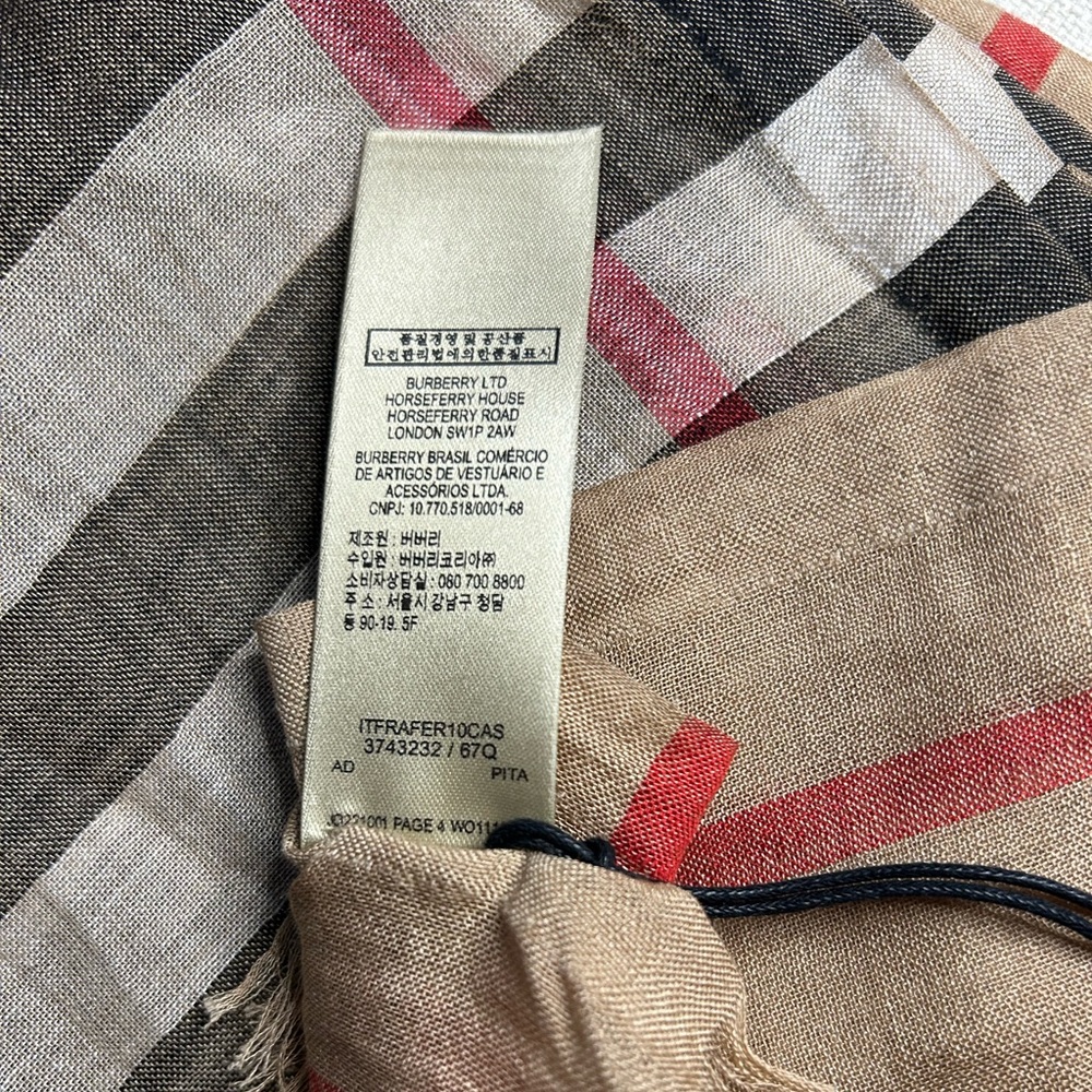 Burberry Wool Silk Check Scarf - Picture 9 of 11